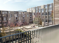 Visualisierung Architektur Wettbewerb Aussen Mischnutzung Hof Glattpark Opfikon 2009