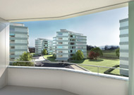 Visualisierung Architektur Wettbewerb Aussen Wohnungsbau Schwerzenbach Schweiz 2009