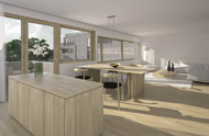 Visualisierung Architektur Wettbewerb Innen Wohnungsbau Eggbuehlstrasse Zuerich Schweiz 2010
