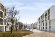 Visualisierung Architektur Wettbewerb Aussen Wohnungsbau Zeughausstrasse Winterthur Schweiz 2011