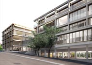 Visualisierung Architektur Wettbewerb Aussen Wohnungsbau Kirchenweg Zuerich 2011