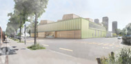 Visualisierung Architektur Wettbewerb Aussen VBZ Busgarage Zuerich 2015